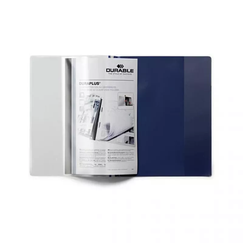 DURABLE DURAPLUS Pasta de apresentação com bolsa frontal transparente e clipe deslizante, azul-escuro, A4, capacidade para 30 folhas