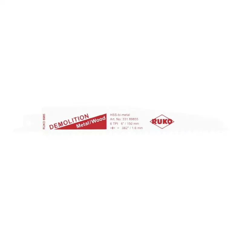 Lâmina de serra sabre de demolição RUKO 150 mm 6 TPI bimetal (pack de 5)