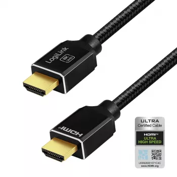 LogiLink Cabo HDMI A/M para A/M 8K/60Hz 48Gbps Metal Nylon Certificado Preto 2m