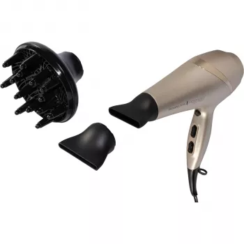 Secador de cabelo Remington AC 8605 Advanced Colour Protect, 2200 W, tecnologia de iões, 3 níveis de calor, preto com detalhes em ouro rosa