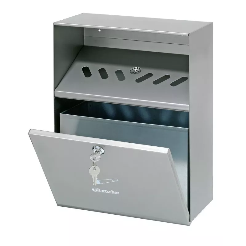 Bartscher 860001 Cinzeiro de parede, aço inoxidável, prateado, com fechadura