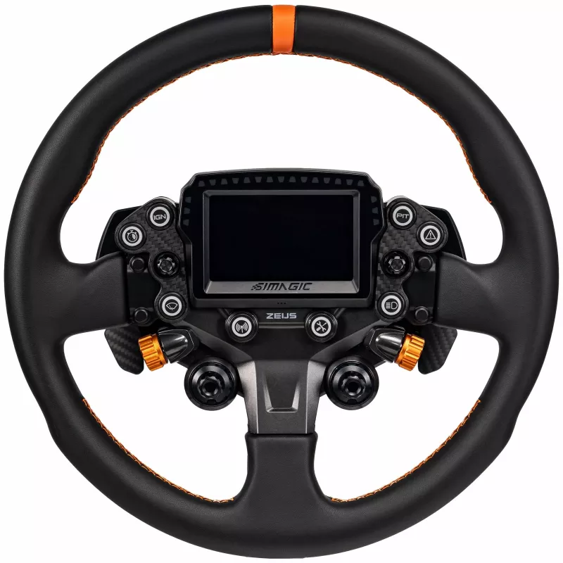 Simagic ZS-330RR aro de volante em pele, 330mm, costuras vermelhas, sem cubo