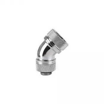 Conector de compressão Thermaltake Pacific G1/4 para tubo PETG 45 graus - latão cromado, 16mm OD