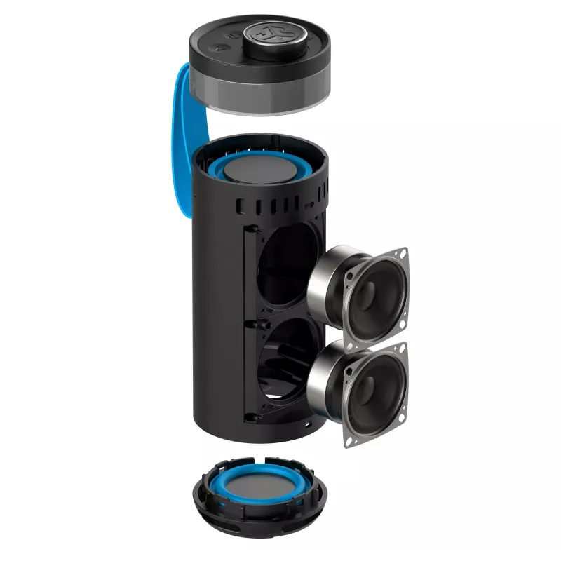 Altifalante Bluetooth portátil JLab Go Party com potência de saída de 20W, resistência à água IPX6, bateria de 15 horas, microfone integrado, modos de luz, preto