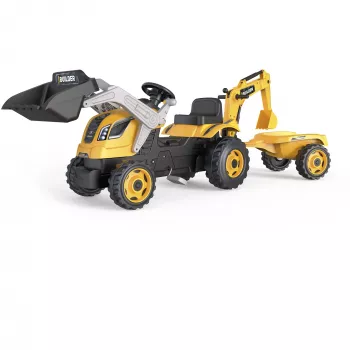 Trator Max da SMOBY brinquedo de montar com pedais com atrelado, Verde, a partir de 3 anos