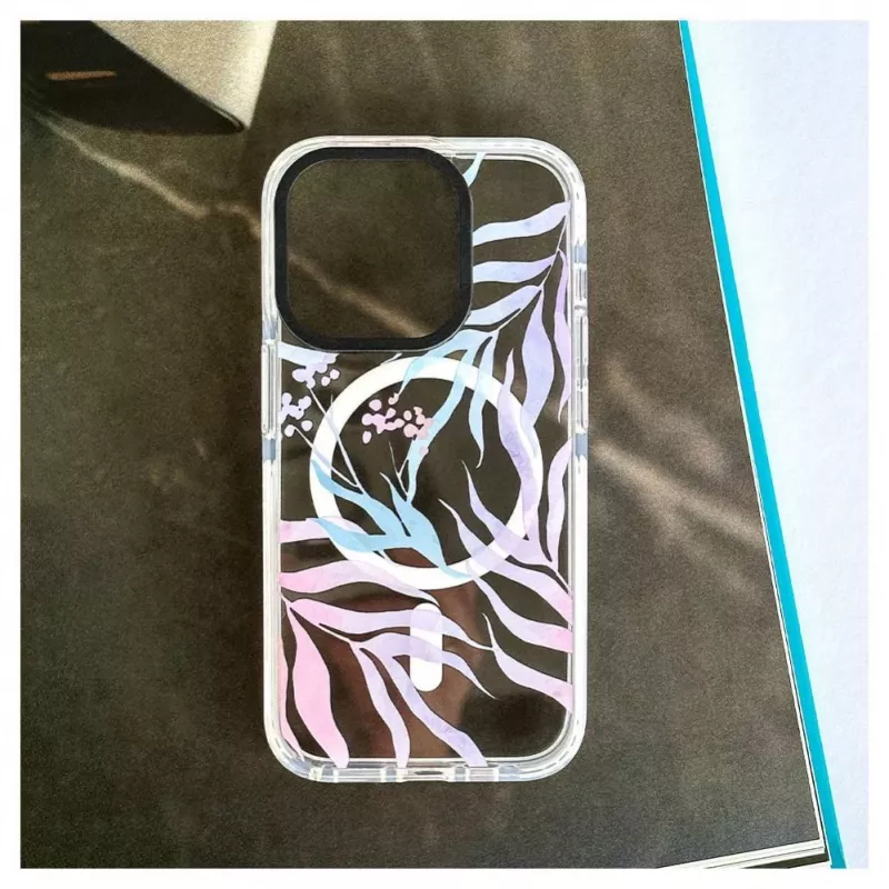 Capa Evelatus para Apple iPhone 15 Pro PC+TPU com MagSafe - Estampa floral personalizada