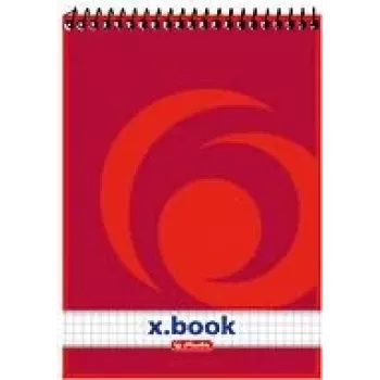 herlitz x.book caderno de espiral A5 quadriculado vermelho - 50 folhas 110536