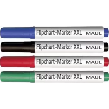 MAUL conjunto de marcadores para flipchart, ponta cunha 3,0-6,5 mm, 4 cores diferentes
