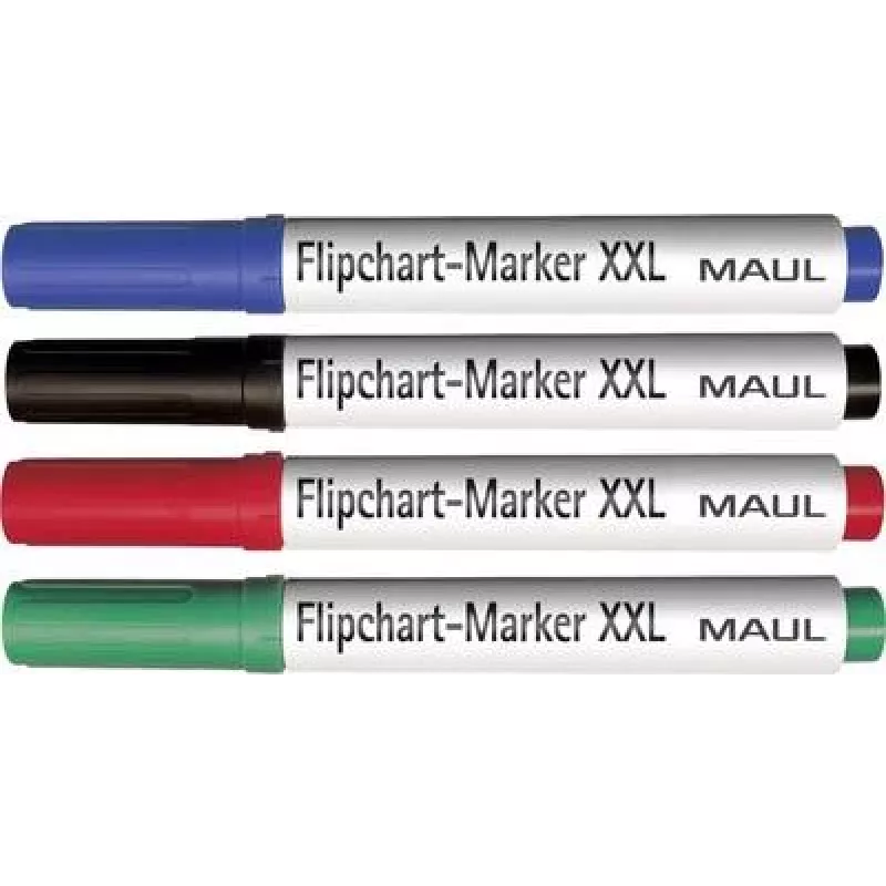 MAUL conjunto de marcadores para flipchart, ponta cunha 3,0-6,5 mm, 4 cores diferentes