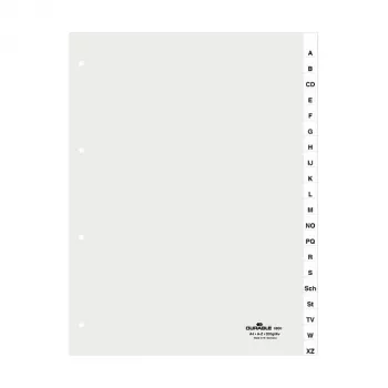 DURABLE separador A4 20 peças A-Z, separadores soldados, 4 furos, distância 80mm, com folha de rosto 680019