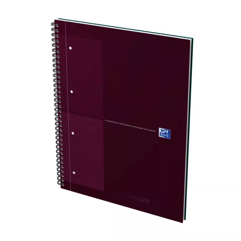 Oxford International Collegeblock caderno, DIN A4+, quadriculado, capa dura, encadernação em espiral, 80 folhas, preto 400191241