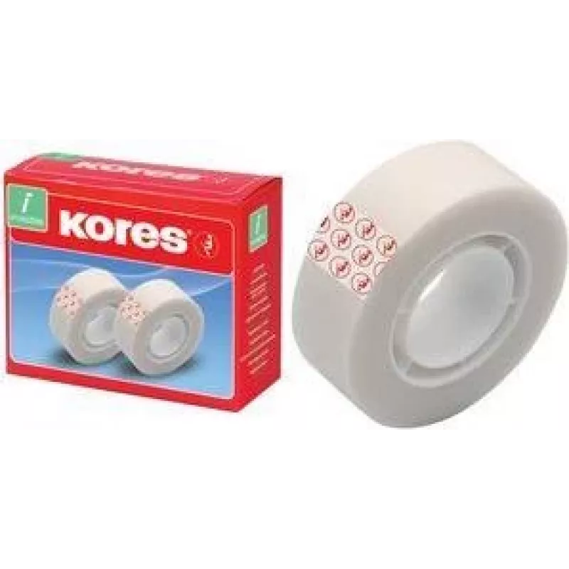 Fita adesiva invisível Kores 12 mm x 33 m fosca, escrevível, sem sombras, 24 rolos K53302