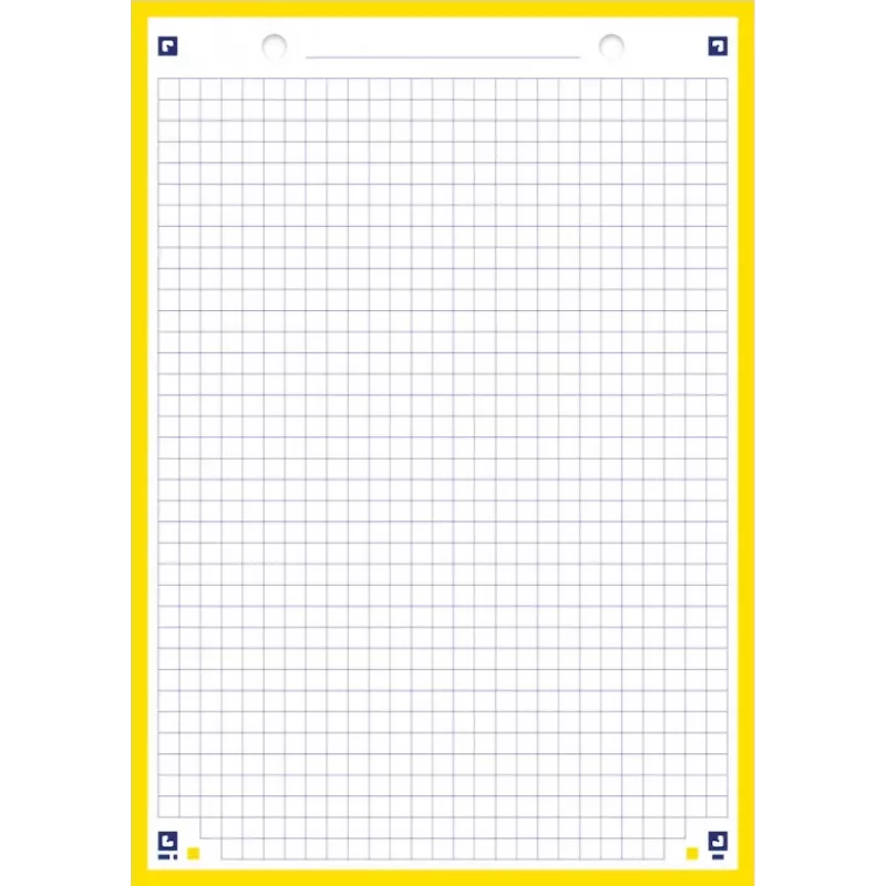 Fichas Oxford, A5, quadriculadas, branco/amarelo, 210 g/m², 2 furos, margem colorida, 100 fichas 400100550