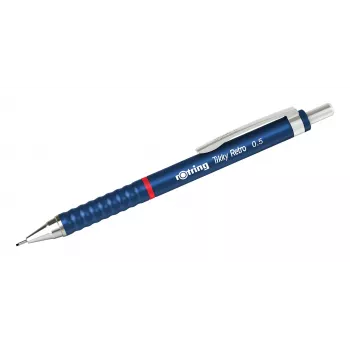 Lápis mecânico Rotring Tikky Retro 0,5 mm, azul, anéis decorativos cromados 2202566