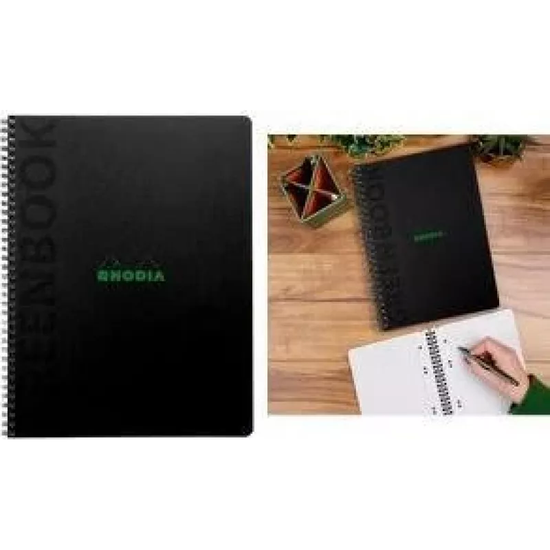 Rhodia Greenbook caderno College A5+ quadriculado preto 119924C