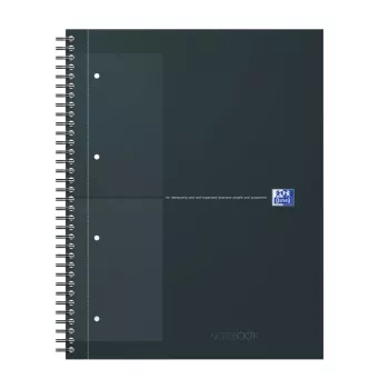 Bloco de notas Oxford International College, A4+, quadriculado, capa dura, encadernação em espiral, 80 folhas, compatível com SCRIBZEE 400191148
