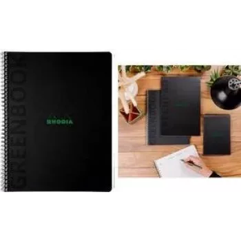 RHODIA Greenbook bloco College A4+ quadriculado preto reciclado 80 folhas 119932C