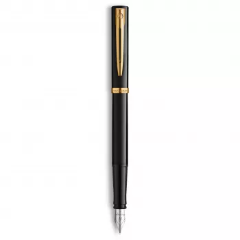 Caneta de tinta permanente Waterman Allure Impression, preta com guarnições douradas, aparo médio 2225500