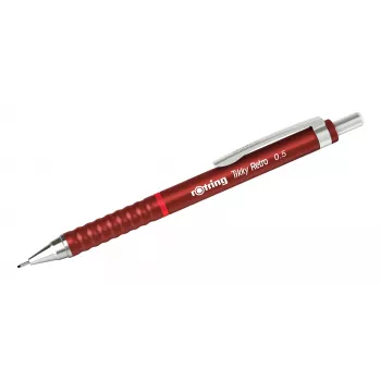 Lápis mecânico Rotring Tikky Retro 0,5 mm vermelho, bainha cromada, zona de pega em borracha 2202568