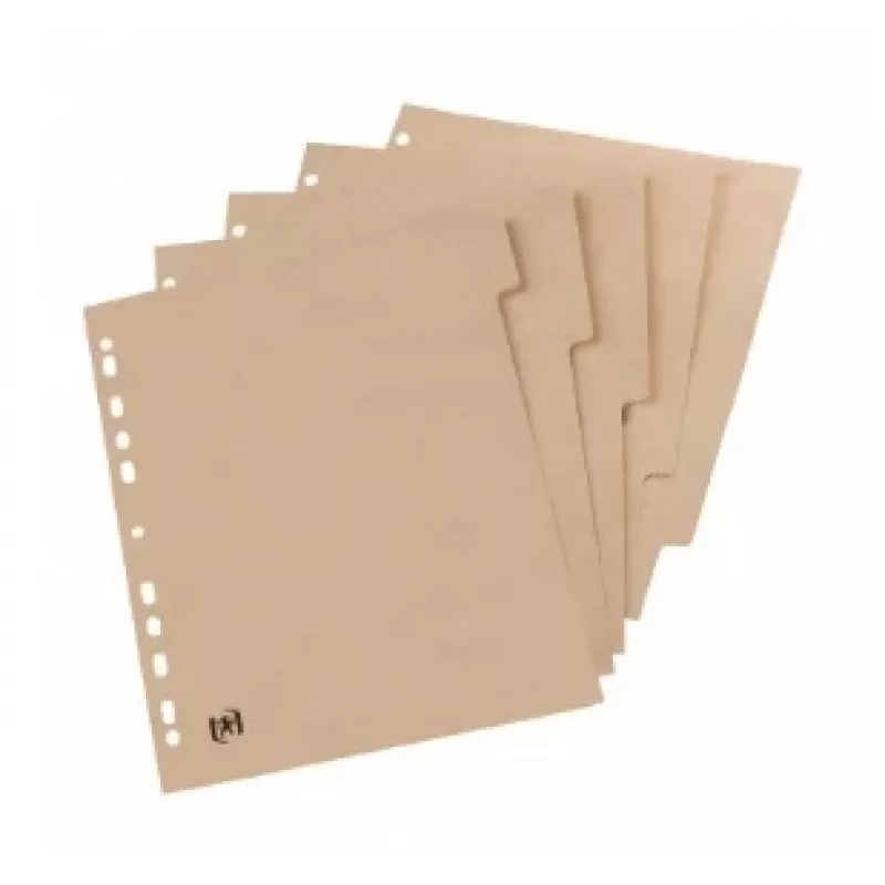 Separadores de cartão Oxford TOUAREG A4, 5 separadores, lisos, bege, papel reciclado 280 g/m², furação universal (1 conjunto) 100204964