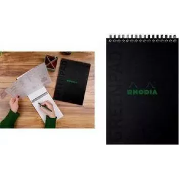 RHODIA GREENPAD caderno em espiral A5+ pautado preto 160x210 mm 90 g/m² 80 folhas 119929C