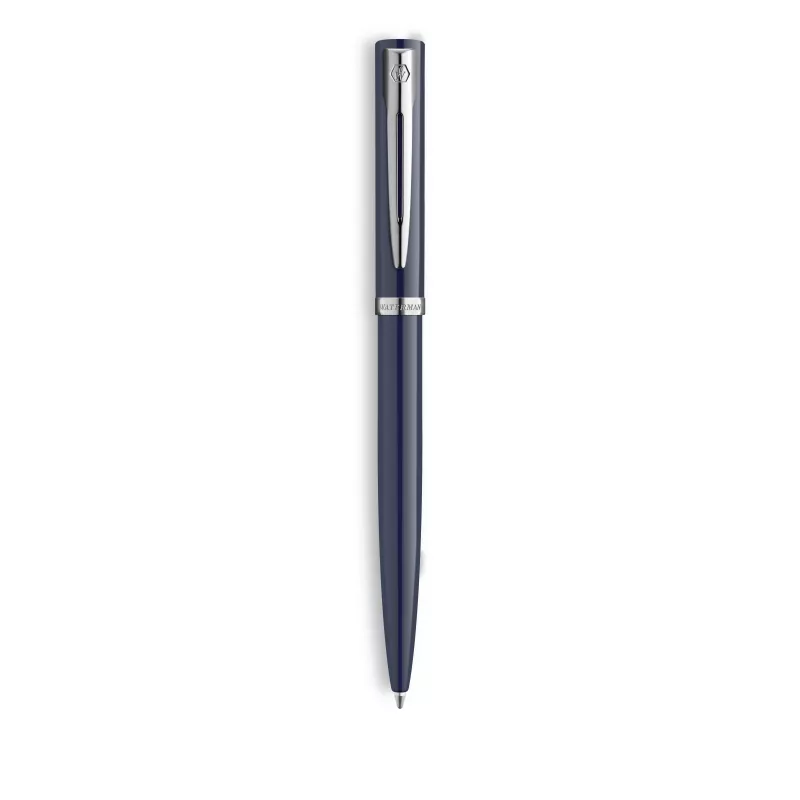 Caneta de esferográfica Waterman Impression – laca azul, anel decorativo cromado, ponta média, caixa de oferta 2225468