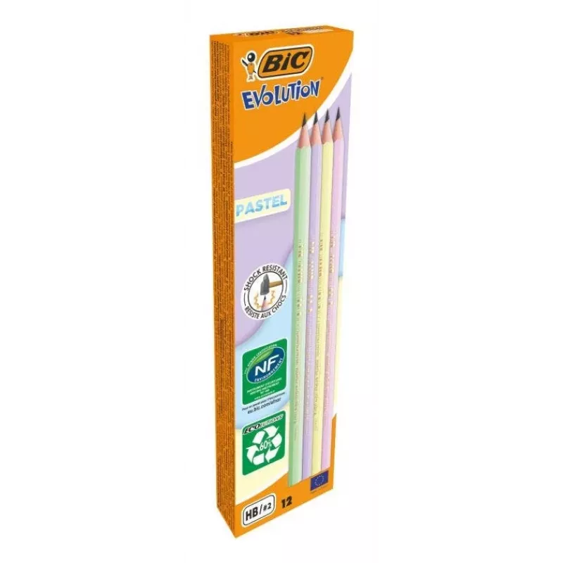Lápis de grafite BIC Evolution PASTEL HB 2 mm várias cores pastel pack de 12 518307