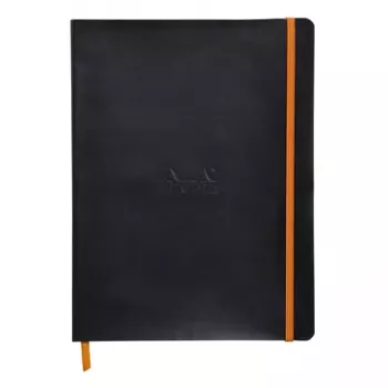Caderno RHODIA RHODIARAMA B5 pautado preto em pele sintética 80 folhas 117502C