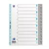 Separador de plástico Oxford A4, 12 divisórias, numerado 1-12, cinzento, PP 0,12 mm, furação Eurolochung 400033989