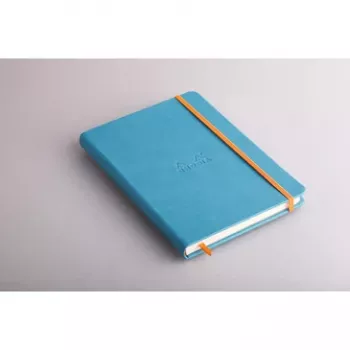 Caderno pautado RHODIA RHODIARAMA A5, capa dura turquesa em pele sintética, 96 folhas 118747C