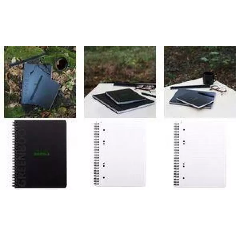 Bloco universitário RHODIA GREENBOOK A5+ quadriculado, capa preta em material reciclado 119913C