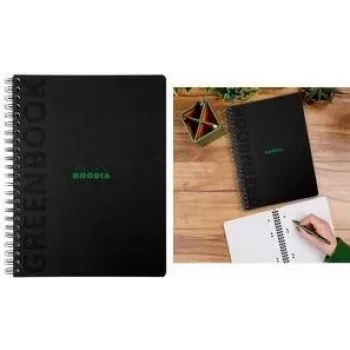 Bloco universitário Rhodia Greenbook A4+ quadriculado preto 119922C