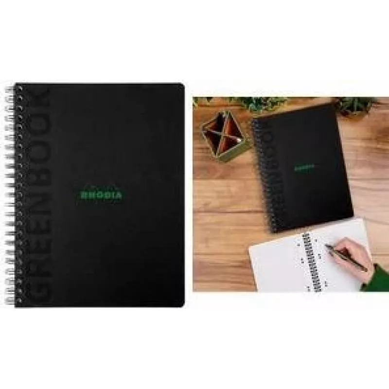 Bloco universitário Rhodia Greenbook A4+ quadriculado preto 119922C