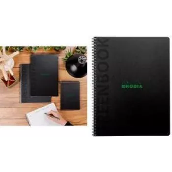 Bloco universitário Rhodia GREENBOOK A5+ pautado, capa preta em cartão reciclado, 80 folhas 119935C