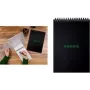 Caderno de espiral quadriculado Rhodia GreenPad A5+, preto, 160 x 210 mm, 90 g/m², 80 folhas 119928C