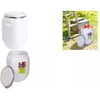 EDA Barril de armazenamento 50L branco em plástico com tampa 010559 NA