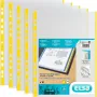 Capas de documentos ELBA DIN A4 com bordo colorido, PP, amarelo, 0,09 mm, cristalino, abertura superior, furação europeia, pack de 100 (971619-08)