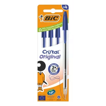 Esferográfica BIC Cristal Original, azul, 0,32 mm, pack de 4 516332