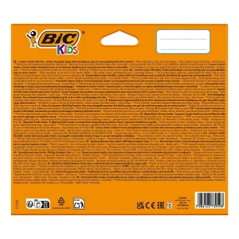 Marcadores BIC KIDS Comfort Jumbo, várias cores, pack de 12, ponta 1,4 mm, laváveis 517250