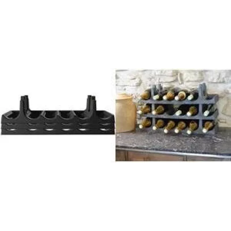 Conjunto de garrafeira EDA, 6 garrafas por nível, antracite, conjunto de 3 peças para 18 garrafas, polipropileno (010702)