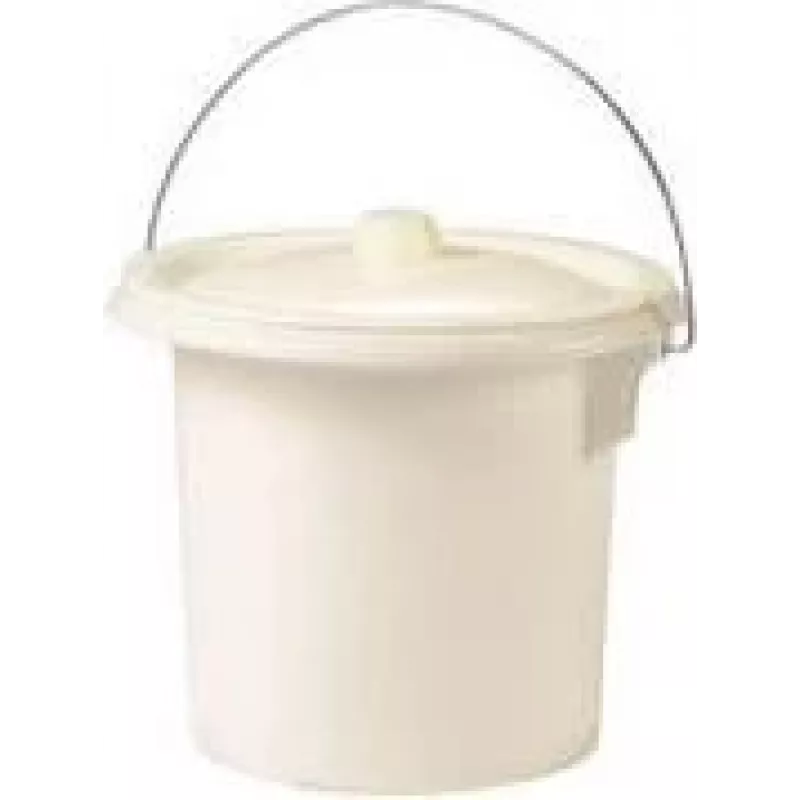 Balde higiénico EDA com asa metálica, 5,5 litros, creme, plástico resistente, 250 mm de diâmetro, 200 mm de altura (019492 BE.CR SX)
