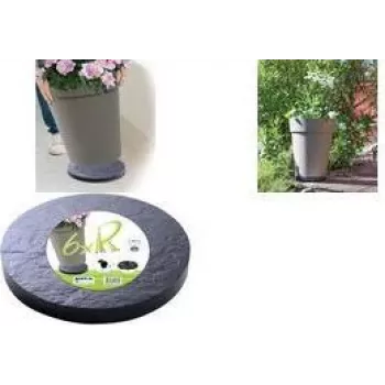 Base com rodas para plantas EDA com 5 rodas multidirecionais, efeito pedra, cinzento-antracite, 30 cm de diâmetro, carga de 60 kg (010940 G. ARD C)