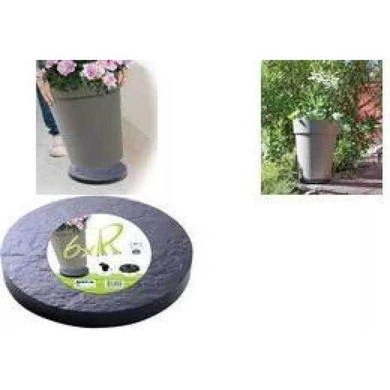 Base com rodas para plantas EDA com 5 rodas multidirecionais, efeito pedra, cinzento-antracite, 30 cm de diâmetro, carga de 60 kg (010940 G. ARD C)