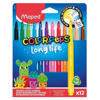 Marcadores Maped Color'Peps Long Life, várias cores, 12 marcadores (844000)