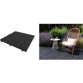 Ladrilho de exterior EDA efeito madeira, 500 x 500 mm, preto, resistente aos UV e ao cloro, antiderrapante, 1 unid. (010939 NO)