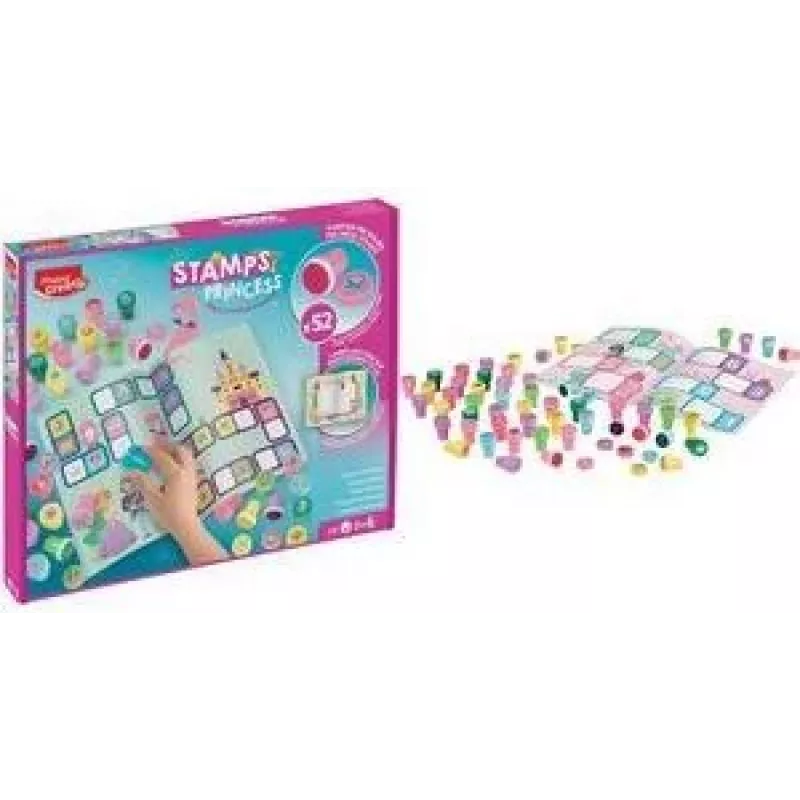 Conjunto de carimbos autoentintáveis Maped Creativ Princess, 6 carimbos, plástico, caixa de cartão, várias cores de tinta 907072