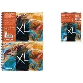 Caderno de esboços Canson XL Skizze Waves A5, 90 g/m², 80 folhas, encadernação em espiral, contracapa resistente C507803000