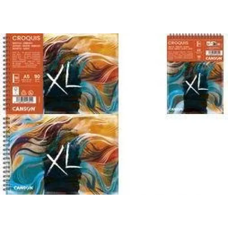 Caderno de esboços Canson XL Skizze Waves A5, 90 g/m², 80 folhas, encadernação em espiral, contracapa resistente C507803000