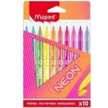 Marcadores Maped Neon, pack de 10, ponta redonda 2,8 mm, estojo de cartão 845419