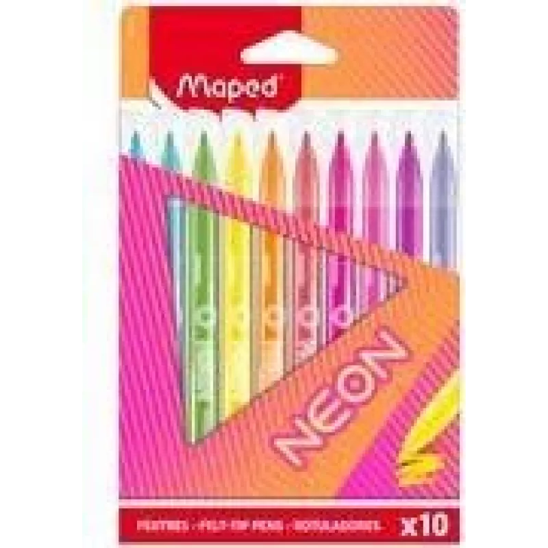 Marcadores Maped Neon, pack de 10, ponta redonda 2,8 mm, estojo de cartão 845419